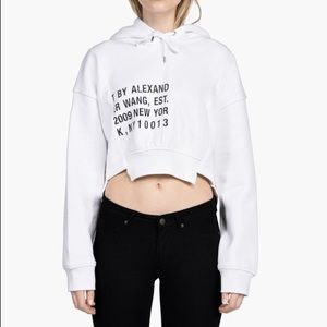 Alexander Wang cropped white hoodie